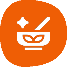 Icon of a bowl with a spoon and a seed, symbolizing natural or organic food.
